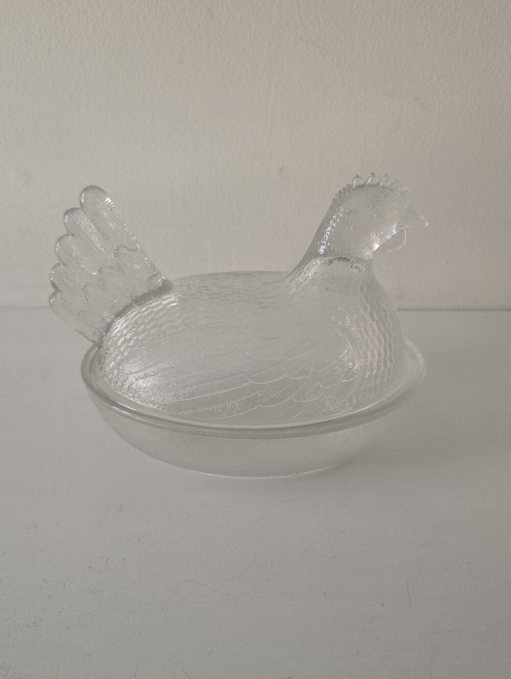 Vintage Indiana Glass Clear Hen on Nest Covered Dish